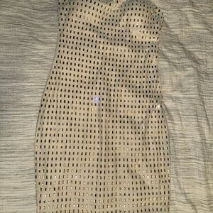 Windsor Strapless Beige Studded Dress